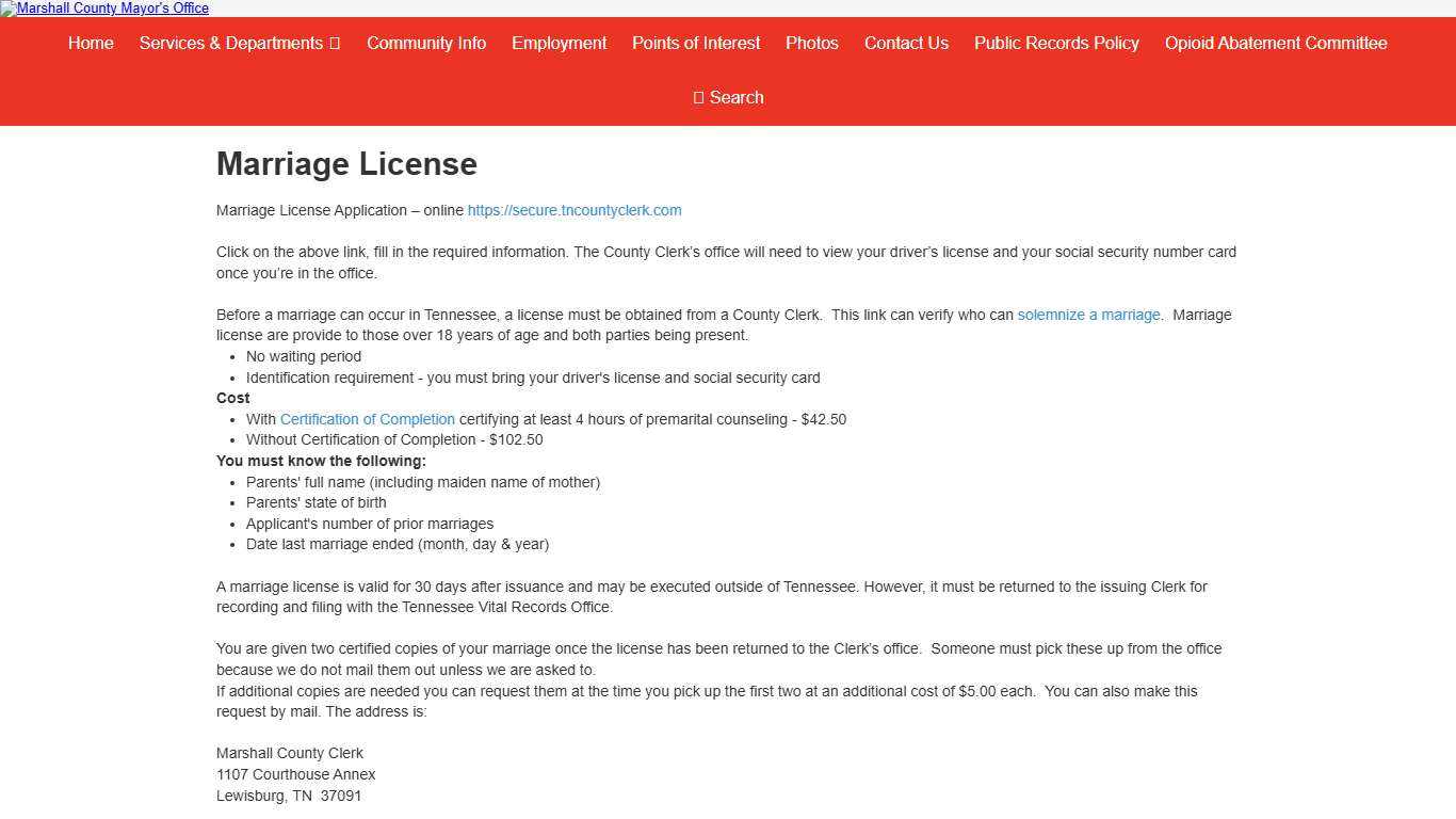 Marshall County Tennessee